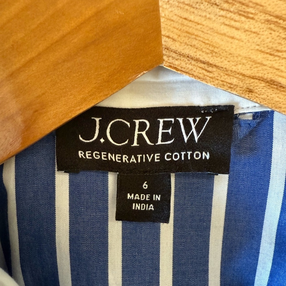 J. CREW 100% Cotton Preppy City Chic Dropped Waist Striped Summer Shirt Dress 6 - Picture 8 of 9